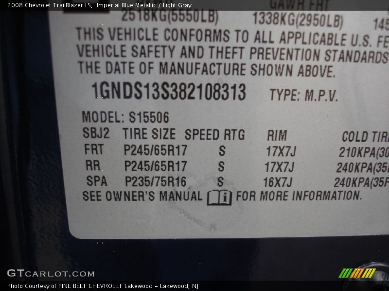 Imperial Blue Metallic / Light Gray 2008 Chevrolet TrailBlazer LS