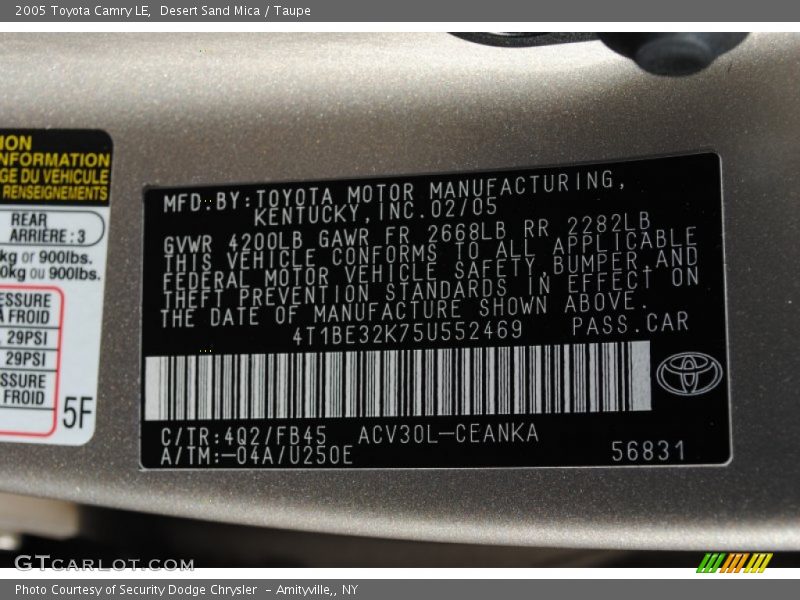 Desert Sand Mica / Taupe 2005 Toyota Camry LE