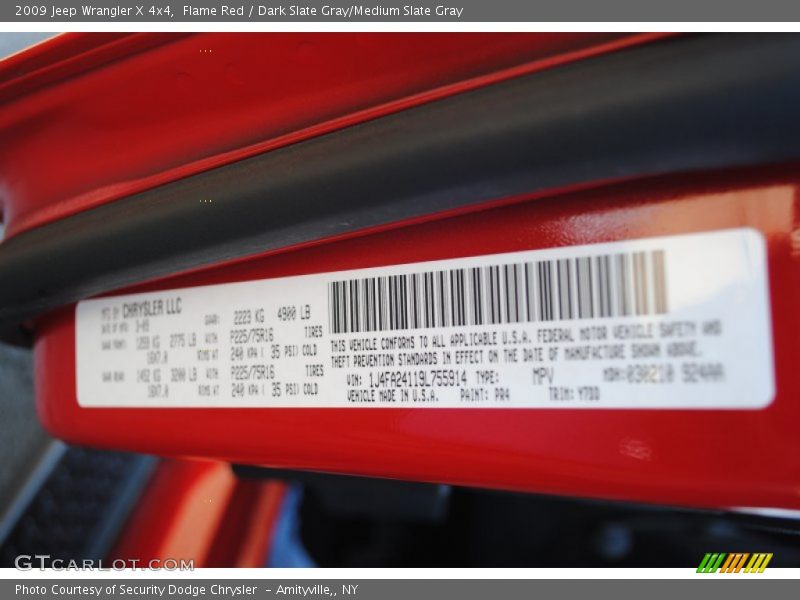 Flame Red / Dark Slate Gray/Medium Slate Gray 2009 Jeep Wrangler X 4x4