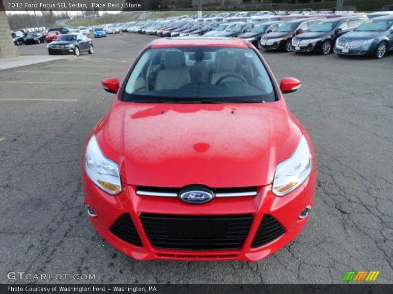 Race Red / Stone 2012 Ford Focus SEL Sedan