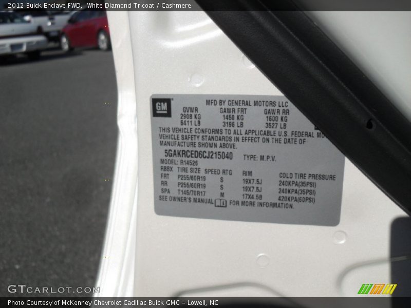 White Diamond Tricoat / Cashmere 2012 Buick Enclave FWD
