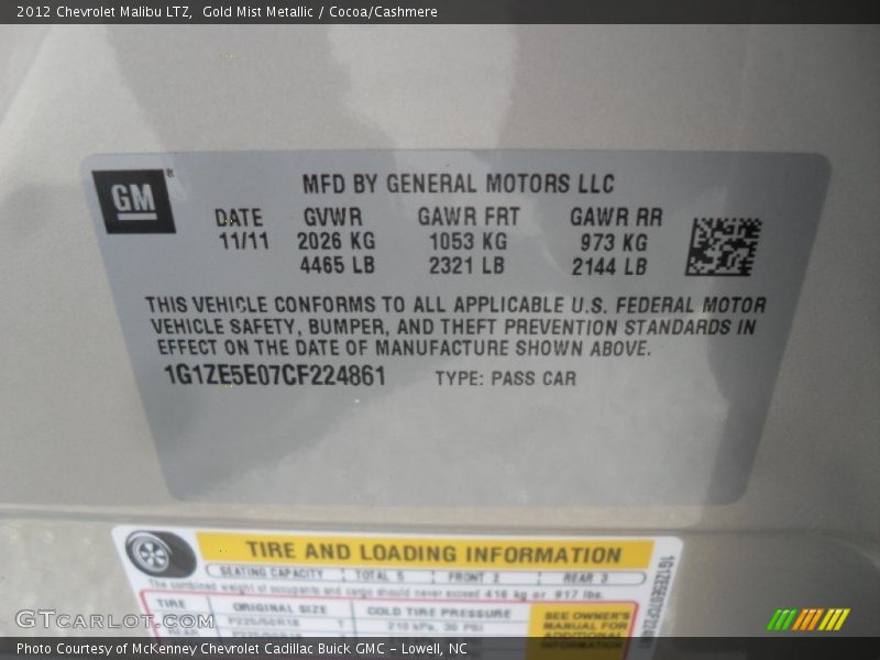 Gold Mist Metallic / Cocoa/Cashmere 2012 Chevrolet Malibu LTZ