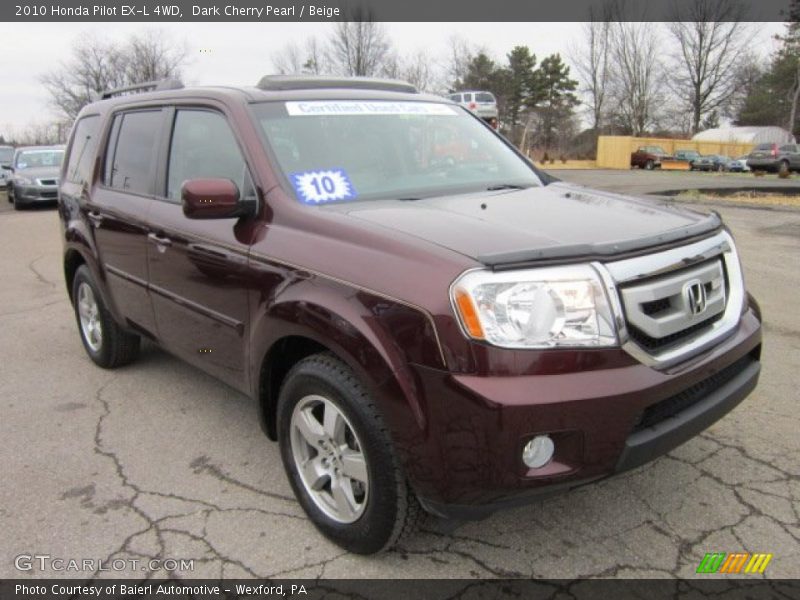 Dark Cherry Pearl / Beige 2010 Honda Pilot EX-L 4WD