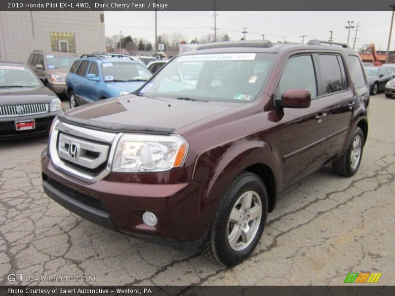 Dark Cherry Pearl / Beige 2010 Honda Pilot EX-L 4WD