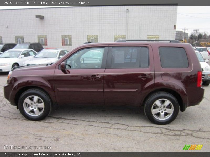 Dark Cherry Pearl / Beige 2010 Honda Pilot EX-L 4WD