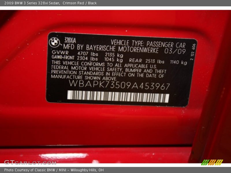 Crimson Red / Black 2009 BMW 3 Series 328xi Sedan