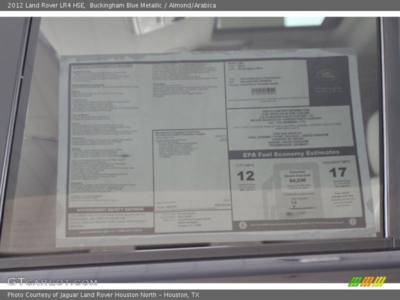 Buckingham Blue Metallic / Almond/Arabica 2012 Land Rover LR4 HSE