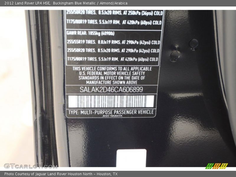 Buckingham Blue Metallic / Almond/Arabica 2012 Land Rover LR4 HSE
