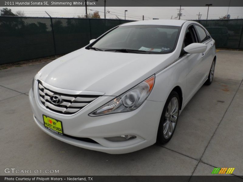 Shimmering White / Black 2011 Hyundai Sonata SE