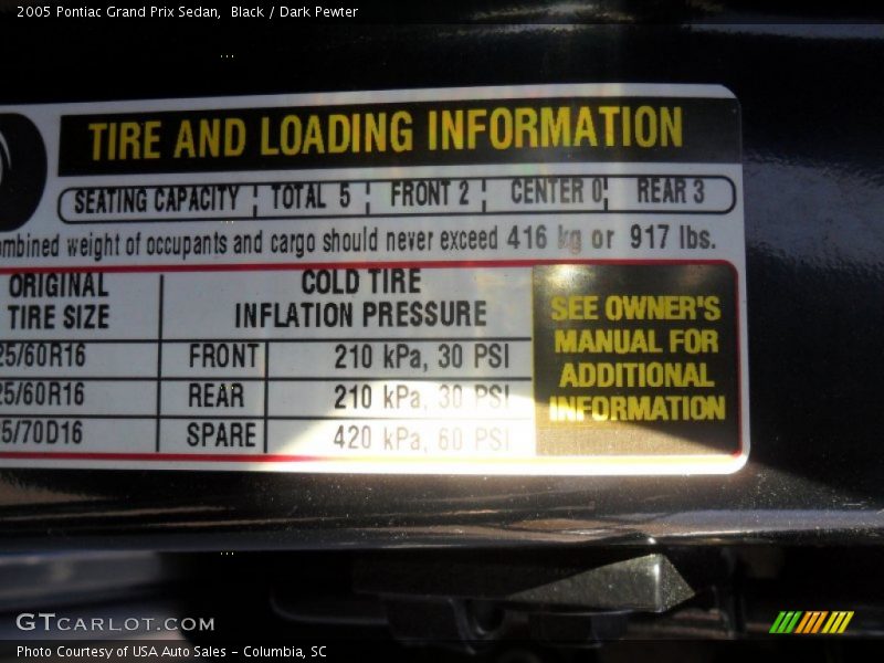 Black / Dark Pewter 2005 Pontiac Grand Prix Sedan