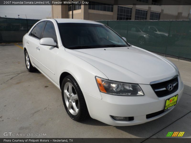 Powder White Pearl / Gray 2007 Hyundai Sonata Limited V6