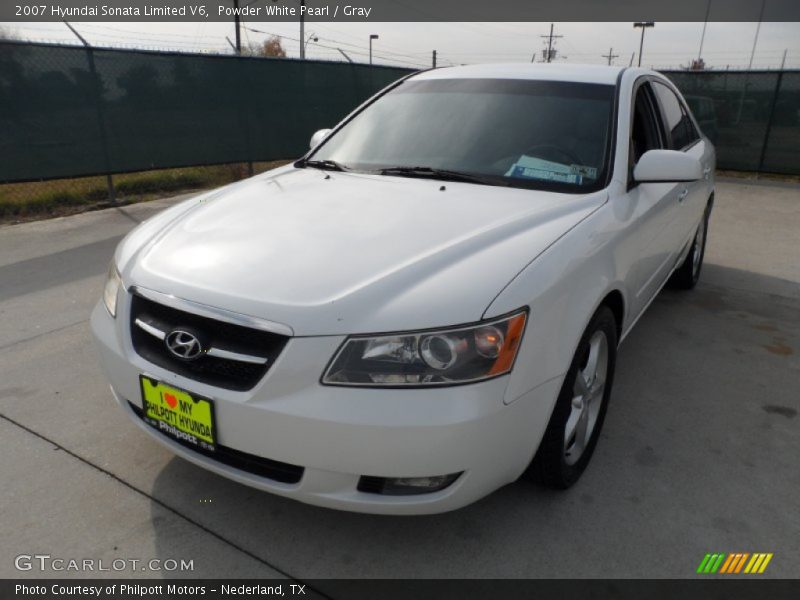 Powder White Pearl / Gray 2007 Hyundai Sonata Limited V6