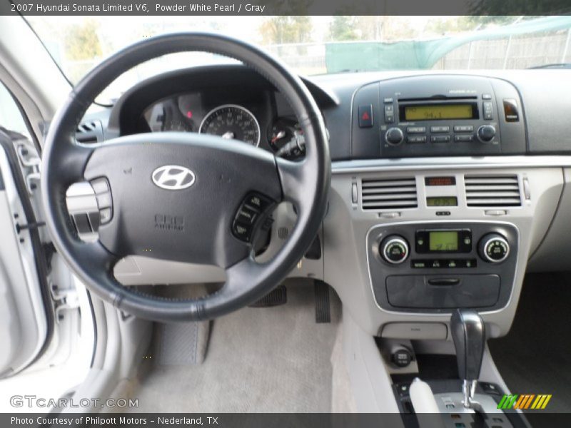 Powder White Pearl / Gray 2007 Hyundai Sonata Limited V6