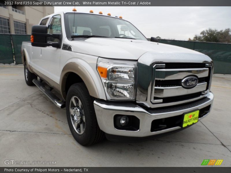 White Platinum Metallic Tri-Coat / Adobe 2012 Ford F350 Super Duty Lariat Crew Cab