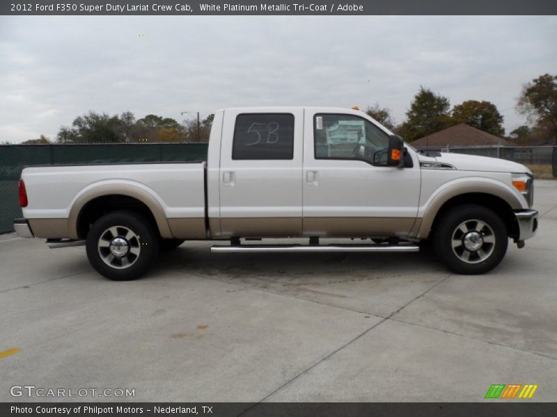 White Platinum Metallic Tri-Coat / Adobe 2012 Ford F350 Super Duty Lariat Crew Cab