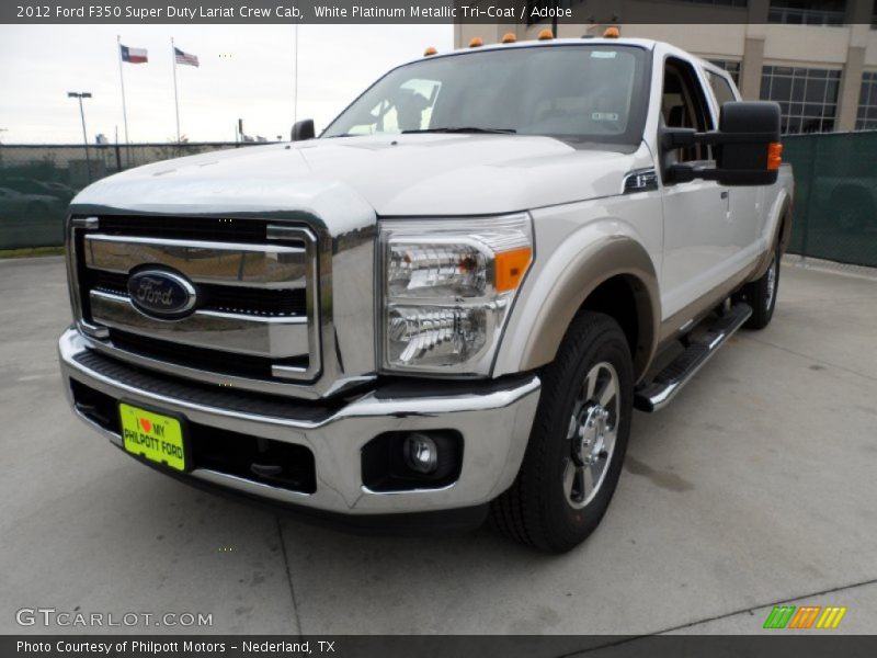 White Platinum Metallic Tri-Coat / Adobe 2012 Ford F350 Super Duty Lariat Crew Cab