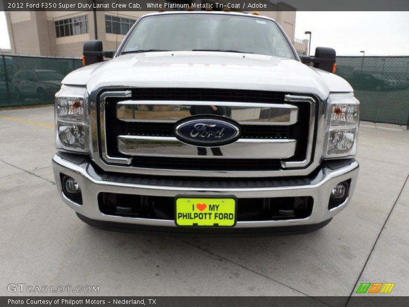 White Platinum Metallic Tri-Coat / Adobe 2012 Ford F350 Super Duty Lariat Crew Cab