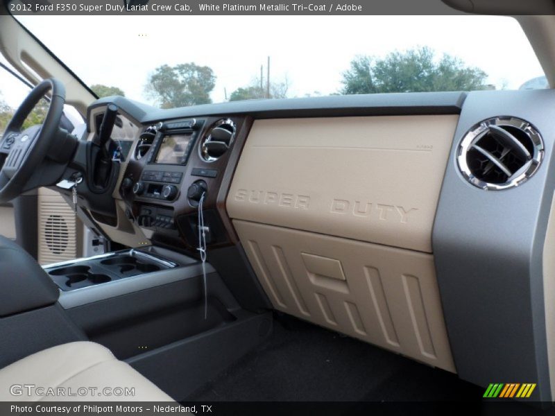 White Platinum Metallic Tri-Coat / Adobe 2012 Ford F350 Super Duty Lariat Crew Cab