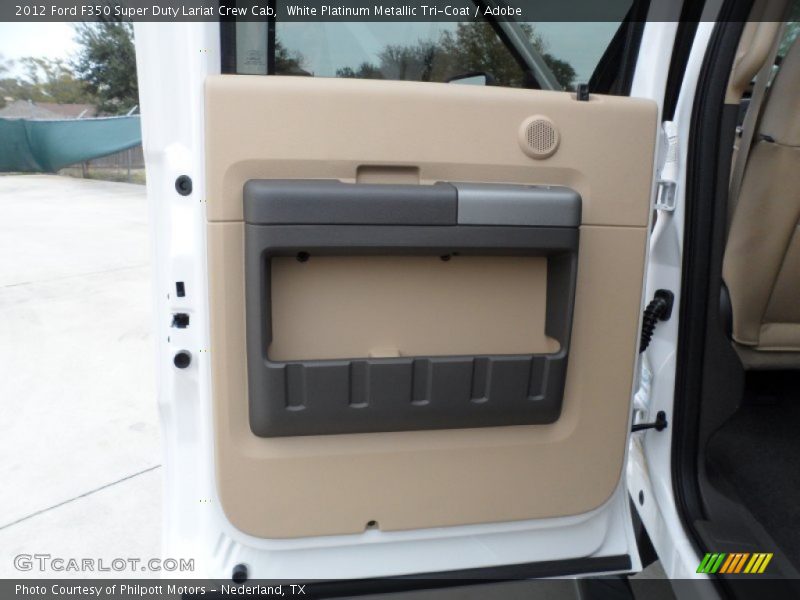 White Platinum Metallic Tri-Coat / Adobe 2012 Ford F350 Super Duty Lariat Crew Cab