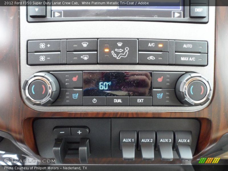 White Platinum Metallic Tri-Coat / Adobe 2012 Ford F350 Super Duty Lariat Crew Cab