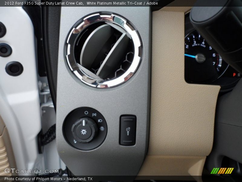 White Platinum Metallic Tri-Coat / Adobe 2012 Ford F350 Super Duty Lariat Crew Cab