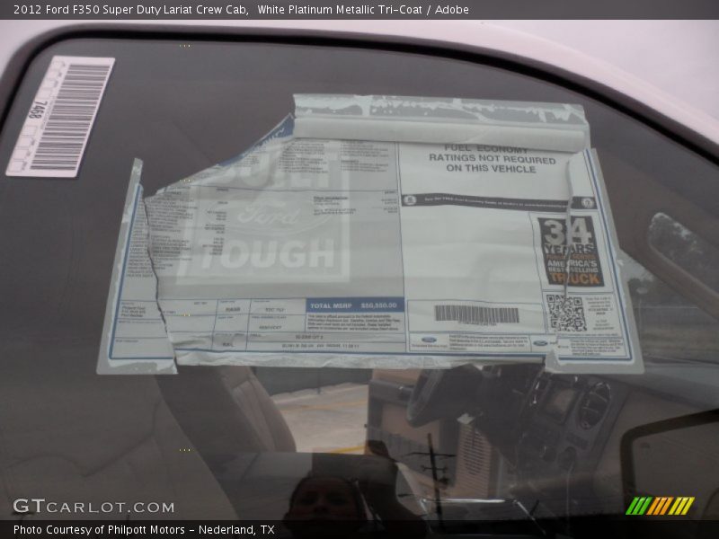 White Platinum Metallic Tri-Coat / Adobe 2012 Ford F350 Super Duty Lariat Crew Cab