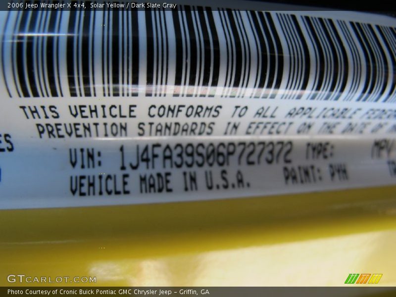 Solar Yellow / Dark Slate Gray 2006 Jeep Wrangler X 4x4