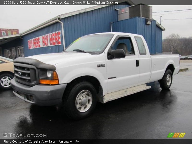Oxford White / Medium Graphite 1999 Ford F250 Super Duty XLT Extended Cab