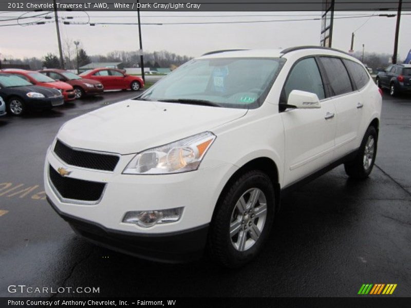 White / Dark Gray/Light Gray 2012 Chevrolet Traverse LT AWD