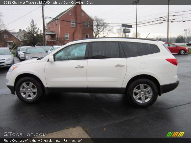 White / Dark Gray/Light Gray 2012 Chevrolet Traverse LT AWD