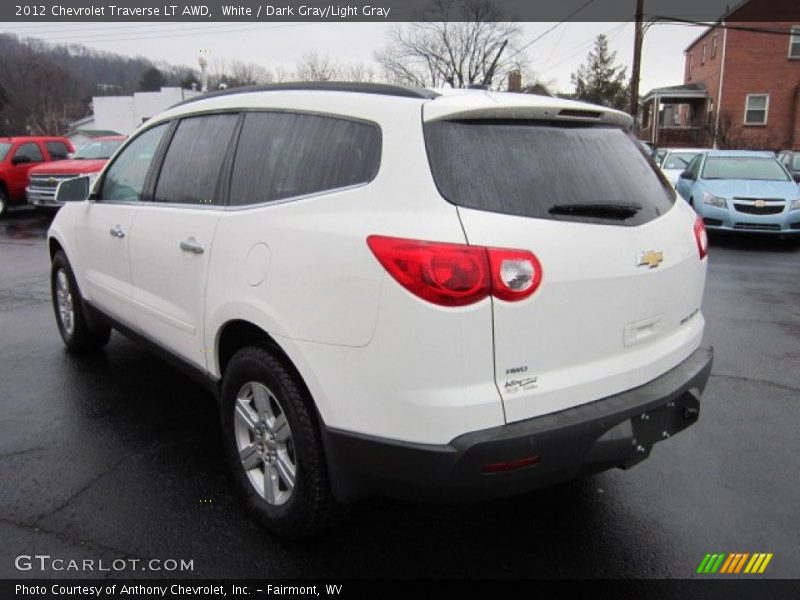 White / Dark Gray/Light Gray 2012 Chevrolet Traverse LT AWD