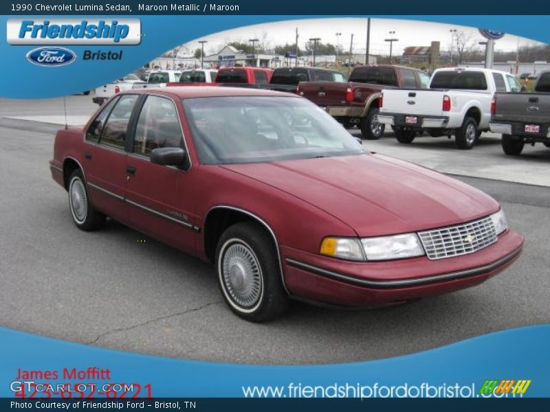 Maroon Metallic / Maroon 1990 Chevrolet Lumina Sedan