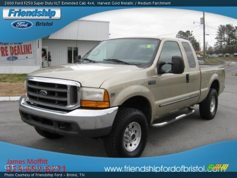 Harvest Gold Metallic / Medium Parchment 2000 Ford F250 Super Duty XLT Extended Cab 4x4