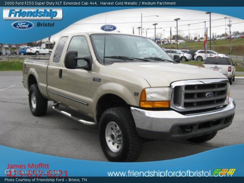 Harvest Gold Metallic / Medium Parchment 2000 Ford F250 Super Duty XLT Extended Cab 4x4