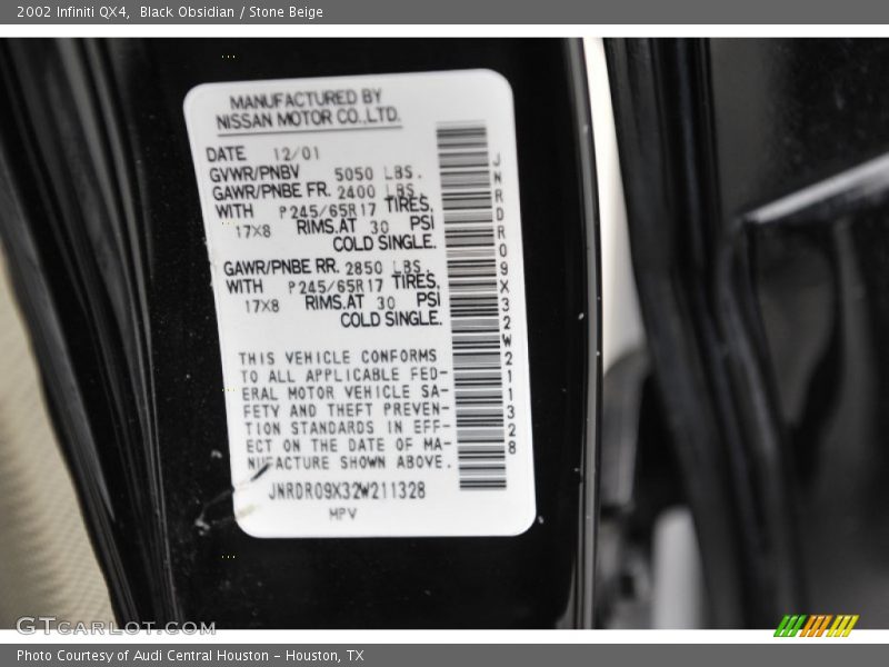 Black Obsidian / Stone Beige 2002 Infiniti QX4