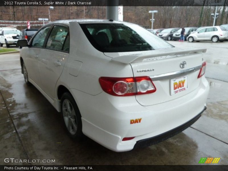 Super White / Dark Charcoal 2012 Toyota Corolla S