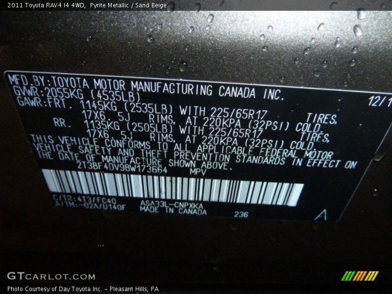 Pyrite Metallic / Sand Beige 2011 Toyota RAV4 I4 4WD