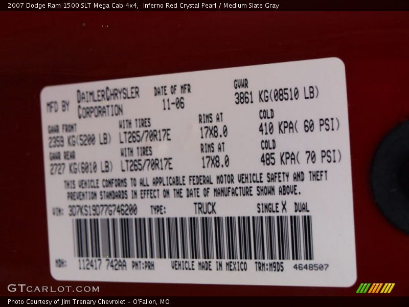 Inferno Red Crystal Pearl / Medium Slate Gray 2007 Dodge Ram 1500 SLT Mega Cab 4x4