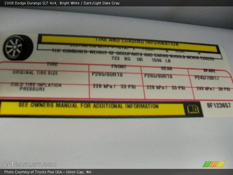 Bright White / Dark/Light Slate Gray 2008 Dodge Durango SLT 4x4