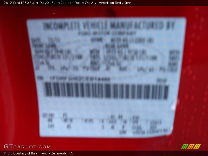 Vermillion Red / Steel 2012 Ford F350 Super Duty XL SuperCab 4x4 Dually Chassis