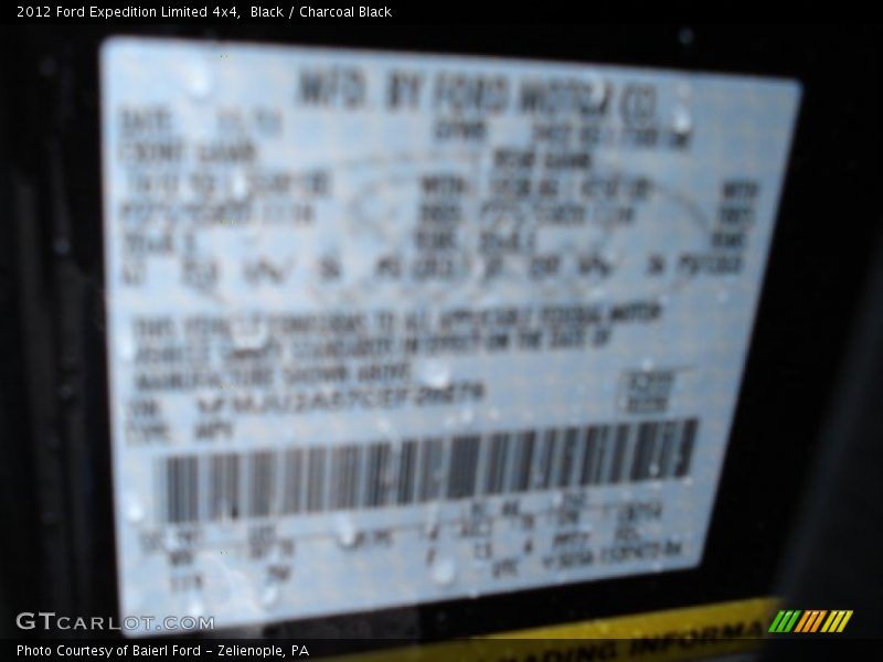 Black / Charcoal Black 2012 Ford Expedition Limited 4x4