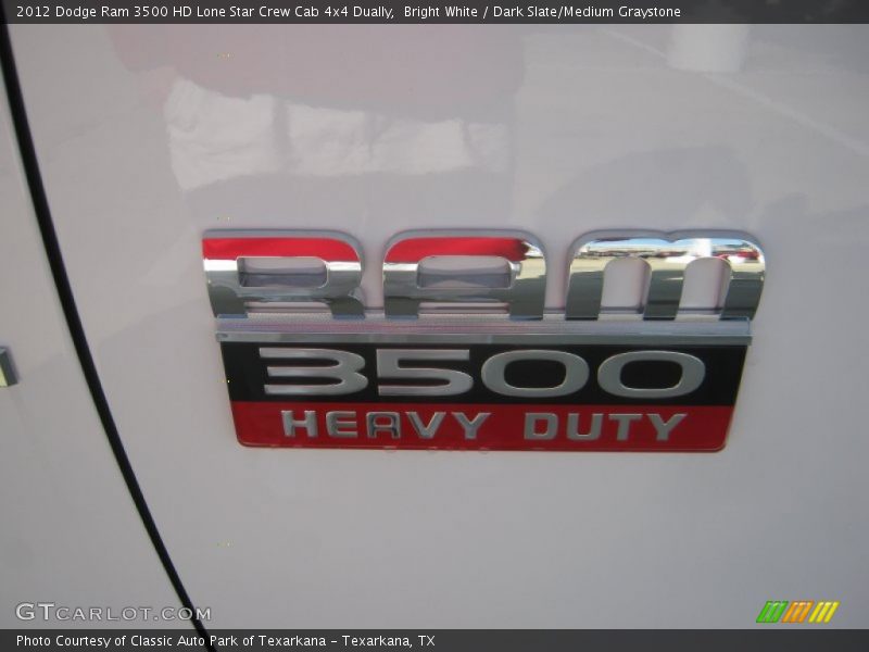 Bright White / Dark Slate/Medium Graystone 2012 Dodge Ram 3500 HD Lone Star Crew Cab 4x4 Dually