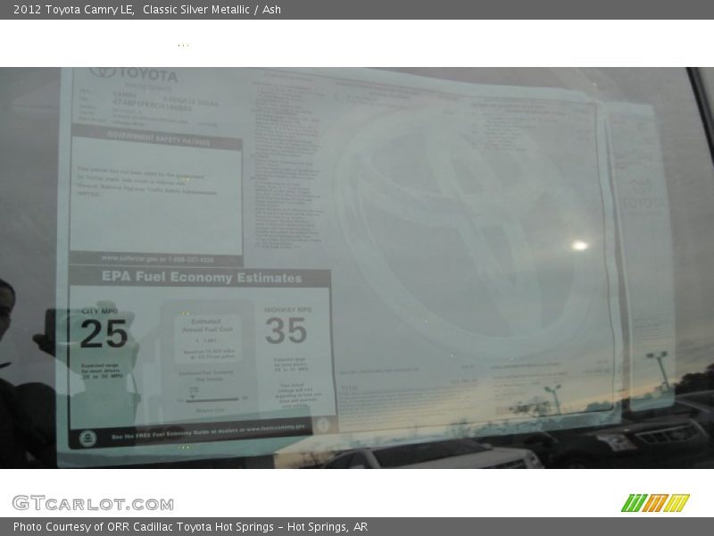 Classic Silver Metallic / Ash 2012 Toyota Camry LE
