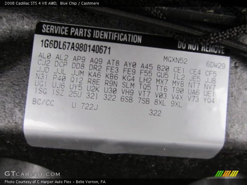 2008 STS 4 V8 AWD Blue Chip Color Code 722J
