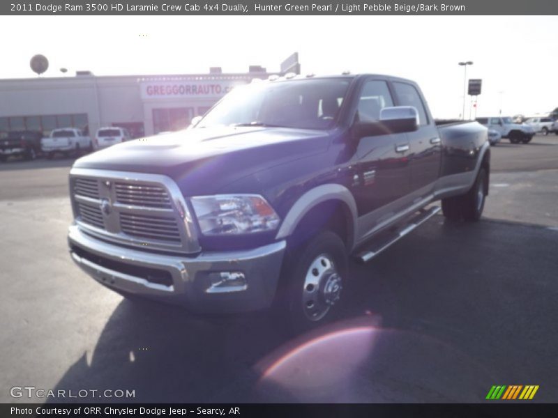 Hunter Green Pearl / Light Pebble Beige/Bark Brown 2011 Dodge Ram 3500 HD Laramie Crew Cab 4x4 Dually