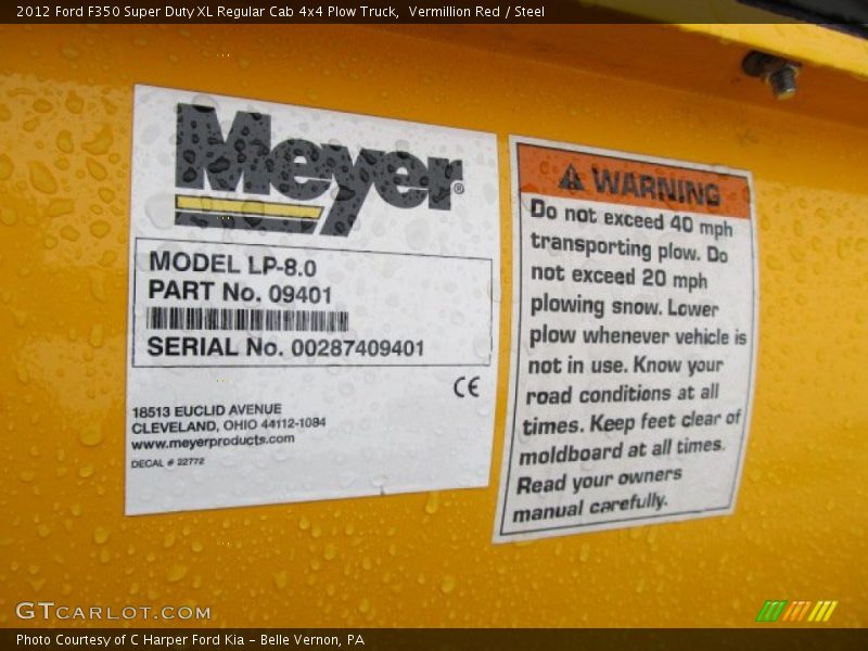 Vermillion Red / Steel 2012 Ford F350 Super Duty XL Regular Cab 4x4 Plow Truck