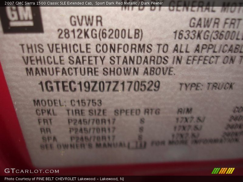 Sport Dark Red Metallic / Dark Pewter 2007 GMC Sierra 1500 Classic SLE Extended Cab