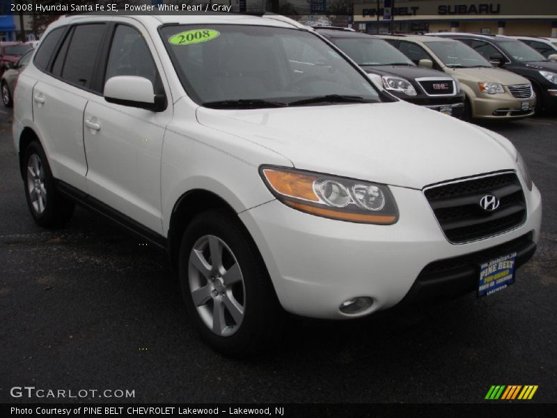 Powder White Pearl / Gray 2008 Hyundai Santa Fe SE
