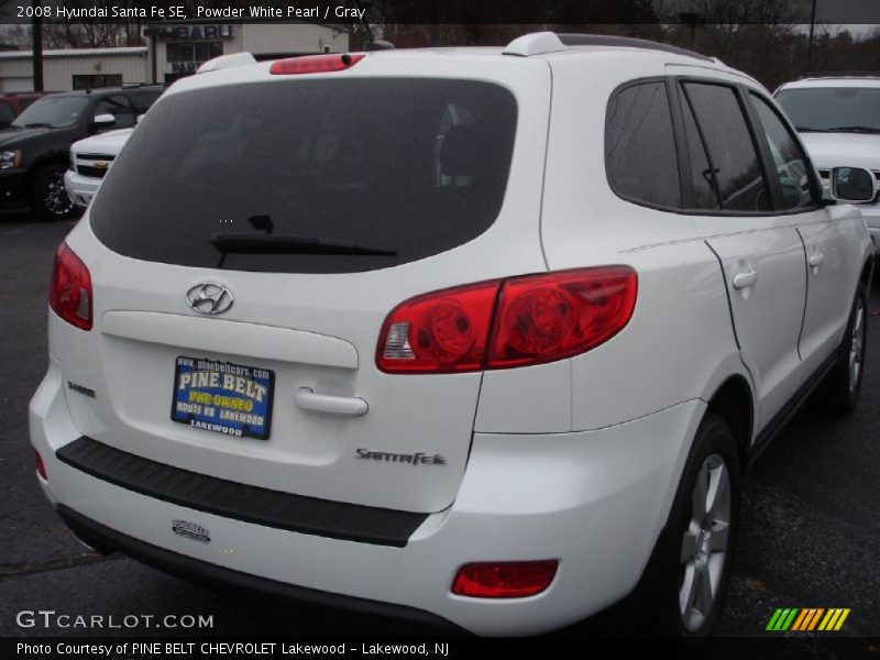 Powder White Pearl / Gray 2008 Hyundai Santa Fe SE