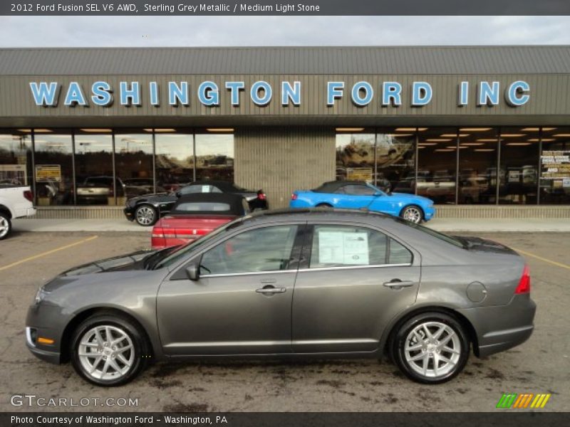 Sterling Grey Metallic / Medium Light Stone 2012 Ford Fusion SEL V6 AWD